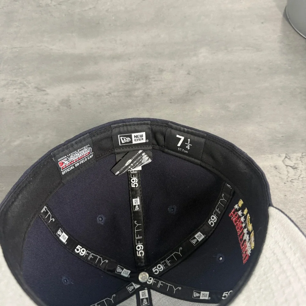 New Era Hartford Yard Goats Hat 7 1/4 Navy Red USA Flag Patch 59FIFTY MiLB